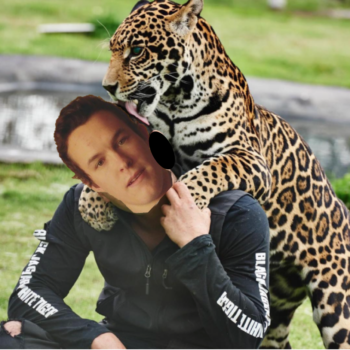 Troy embracing tiger